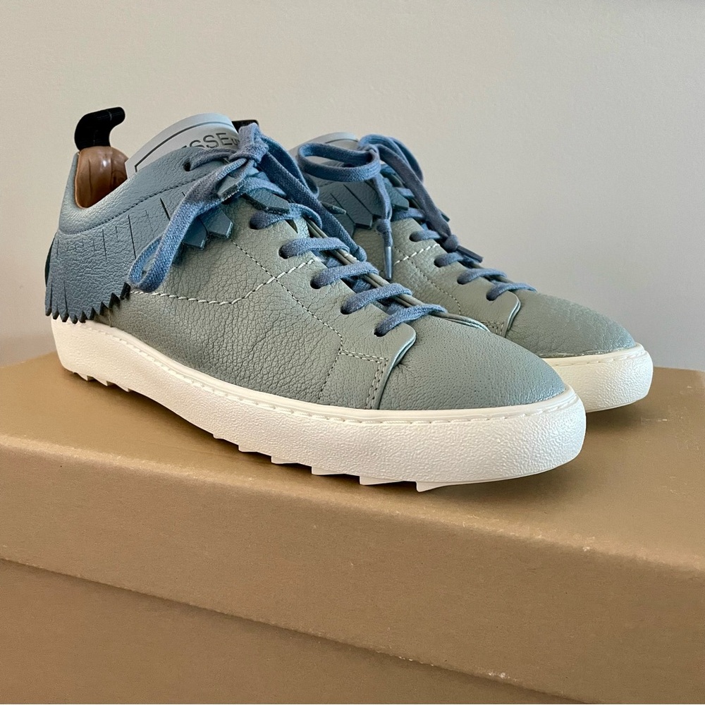 Esse Ut Esse City Fringe Sneaker STNW2261 Azure Blue Leather Womens 39 BRAND NEW